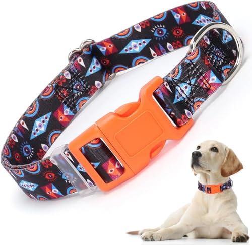 Hundehalsband für kleine Hunde, Schnellverschluss-Schnalle aus Kunststoff, langlebig, hübsches Blumenmuster, für weibliche Katzen, für XS, S, M, L, XL, Hunde, Spaziergangstraining (Augen, XL) von Hotlion