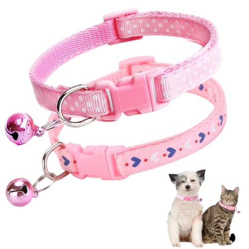 Hundehalsband mit Glöckchen, 2 Stück, für Welpen, Hunde und Katzen, mit Glöckchen, für Mädchen, Kätzchen, Katzen, für XXS, XS, kleine Rassen, Größe XS von Hotlion
