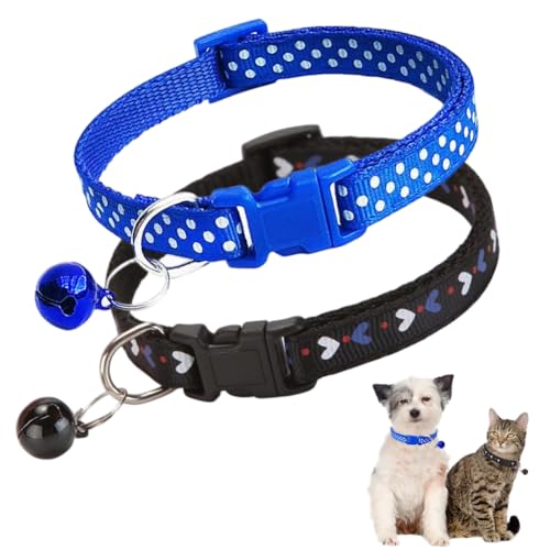 Hundehalsband mit Glöckchen, 2er-Pack, für kleine Hunde mit Glöckchen für Jungen, Kätzchen, Katzen, verstellbare Schnalle, für kleine XXS, XS, XS, XS, extra kleine Rassen, Haustiere, Hunde, männlich von Hotlion