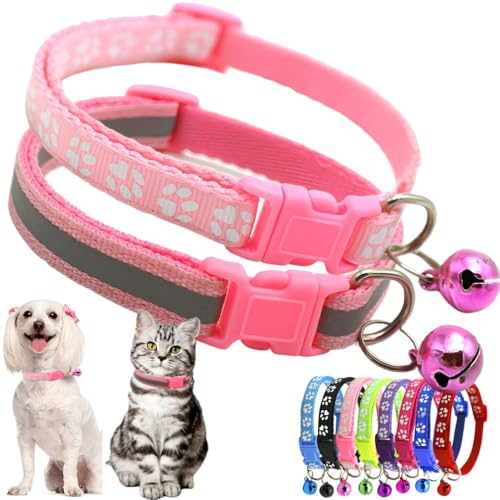 Hundehalsband mit Glöckchen, reflektierend, für Kätzchen, Katzen, verstellbare Schnalle, für kleine XS, XS, kleine Rassen, Hunde, Mädchen, Chihuahua, Größe XS Hundehalsband mit Glöckchen, reflektierend, für Kätzchen, Katzen, verstellbare Schnalle, für kleine XS, XS, kleine Rassen, Hunde, Mädchen, Chihuahua, Größe XS von Hotlion
