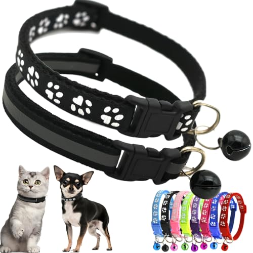 Hundehalsband mit Glöckchen, reflektierend, für Kätzchen, Katzen, verstellbare Schnalle, für kleine und extra kleine Rassen, Jungen, Mädchen, männlich, weiblich, Chihuahua, Größe XS von Hotlion