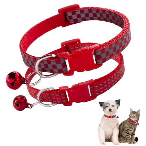 Hundehalsband mit Glöckchen für kleine Hunde, 2er-Pack, Welpenhalsband mit Glöckchen für Mädchen, reflektierend, für kleine XXS, XS, extra kleine Rassen, Haustiere, weiblich, Größe XS von Hotlion