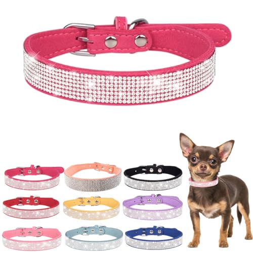 Hundehalsband mit Strasssteinen, glitzernder Glitzer, für kleine Hunde, verstellbar, für Mädchen, Damen, XXS, M, L, Größe S, Rosa Hundehalsband mit Strasssteinen, glitzernder Glitzer, für kleine Hunde, verstellbar, für Mädchen, Damen, XXS, M, L, Größe S, Rosa von Hotlion