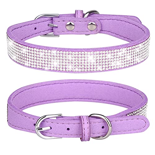 Hotlion Hundehalsband, mit Strasssteinen, niedlich, weich, schillernd, funkelnd, Kristallsteine, verstellbar, für kleine Rassen, Welpen, Katzen, Haustiere, Kätzchen, Violett M von Hotlion