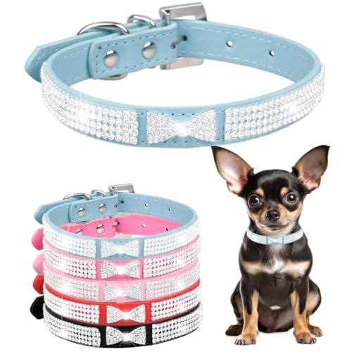 Hundehalsband mit Strasssteinen für kleine Hunde, ausgefallenes Hundehalsband mit Strasssteinen, für Mädchen, Welpen, Katzen, Halsbänder für XXS, XS, kleine, mittelgroße und große Hunde (Blau, XS) Hundehalsband mit Strasssteinen für kleine Hunde, ausgefallenes Hundehalsband mit Strasssteinen, für Mädchen, Welpen, Katzen, Halsbänder für XXS, XS, kleine, mittelgroße und große Hunde (Blau, XS) von Hotlion