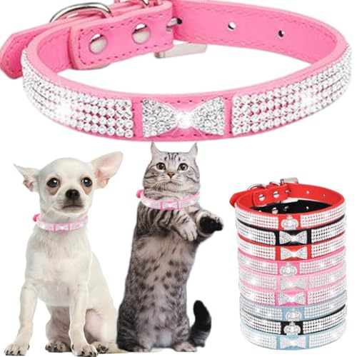 Hundehalsband mit Strasssteinen für kleine Hunde, ausgefallenes Hundehalsband mit Strasssteinen, für Mädchen, Welpen, Katzen, Halsbänder für XXS, XS, kleine, mittelgroße und große Hunde (Hot Pink, XS) Hundehalsband mit Strasssteinen für kleine Hunde, ausgefallenes Hundehalsband mit Strasssteinen, für Mädchen, Welpen, Katzen, Halsbänder für XXS, XS, kleine, mittelgroße und große Hunde (Hot Pink, XS) von Hotlion
