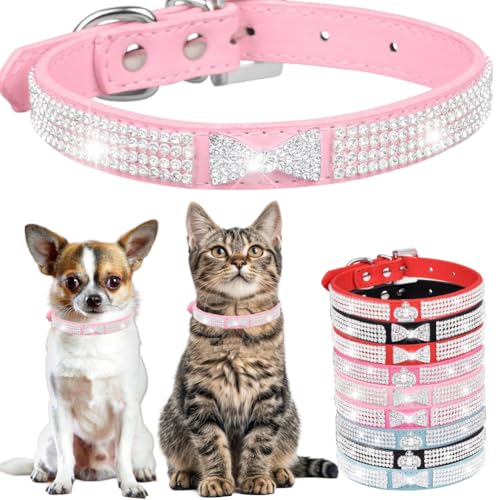 Hundehalsband mit Strasssteinen für kleine Hunde, ausgefallenes Hundehalsband mit Strasssteinen, für Mädchen, Welpen, Katzen, Halsbänder für XXS, XS, kleine, mittelgroße und große Hunde (Rosa, L) Hundehalsband mit Strasssteinen für kleine Hunde, ausgefallenes Hundehalsband mit Strasssteinen, für Mädchen, Welpen, Katzen, Halsbänder für XXS, XS, kleine, mittelgroße und große Hunde (Rosa, L) von Hotlion