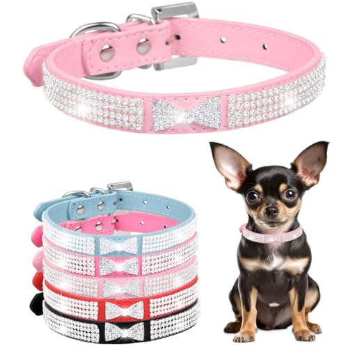 Hundehalsband mit Strasssteinen für kleine Hunde, ausgefallenes Hundehalsband mit Strasssteinen, für Mädchen, Welpen, Katzen, Halsbänder für XXS, XS, kleine, mittelgroße und große Hunde (Rosa, M) Hundehalsband mit Strasssteinen für kleine Hunde, ausgefallenes Hundehalsband mit Strasssteinen, für Mädchen, Welpen, Katzen, Halsbänder für XXS, XS, kleine, mittelgroße und große Hunde (Rosa, M) von Hotlion