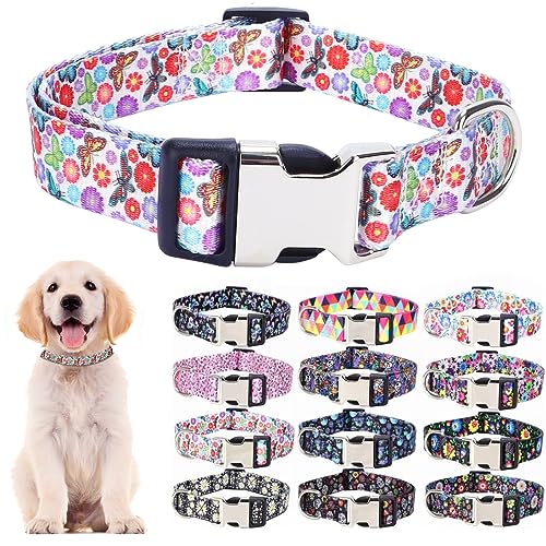 Nylon-Hundehalsband mit Blumenmuster, langlebig, verstellbar, niedlich, weich, ausgefallenes Welpenhalsband für große Mädchen, Jungen, Haustiere, Katzen, Kätzchen, Schmetterling, Blume, Größe M Nylon-Hundehalsband mit Blumenmuster, langlebig, verstellbar, niedlich, weich, ausgefallenes Welpenhalsband für große Mädchen, Jungen, Haustiere, Katzen, Kätzchen, Schmetterling, Blume, Größe M von Hotlion