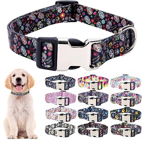 Nylon-Hundehalsband mit Blumenmuster, langlebig, verstellbar, niedlich, weich, ausgefallenes Welpenhalsband für große Mädchen, Jungen, Haustiere, Katzen, Kätzchen, Schwarz/Rot, Totenkopf-Blume Nylon-Hundehalsband mit Blumenmuster, langlebig, verstellbar, niedlich, weich, ausgefallenes Welpenhalsband für große Mädchen, Jungen, Haustiere, Katzen, Kätzchen, Schwarz/Rot, Totenkopf-Blume von Hotlion