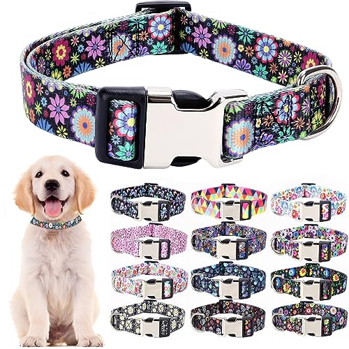 Nylon-Hundehalsband mit Blumenmuster, langlebig, verstellbar, niedlich, weich, ausgefallenes Welpenhalsband für große Mädchen, weibliche Haustiere, Katzen, Kätzchen, Blumen, Größe M Nylon-Hundehalsband mit Blumenmuster, langlebig, verstellbar, niedlich, weich, ausgefallenes Welpenhalsband für große Mädchen, weibliche Haustiere, Katzen, Kätzchen, Blumen, Größe M von Hotlion