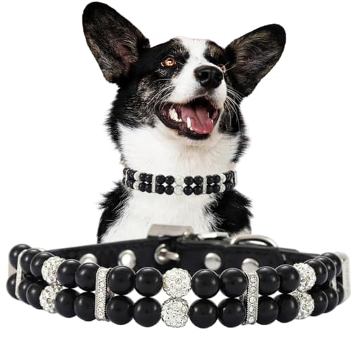 Perlen-Hundehalsband für kleine Hunde, niedliche Katzen-Halskette aus PU-Leder mit Strasssteinen für Welpen, kleine, mittelgroße Hunde, Hochzeit und Geburtstagsparty Perlen-Hundehalsband für kleine Hunde, niedliche Katzen-Halskette aus PU-Leder mit Strasssteinen für Welpen, kleine, mittelgroße Hunde, Hochzeit und Geburtstagsparty von Hotlion