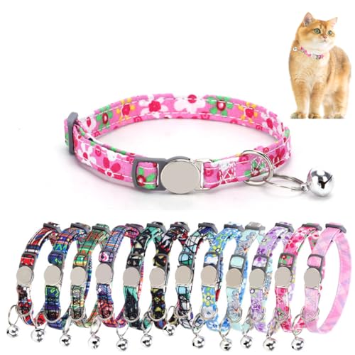 Solide und sichere Halsbänder für Katzen, Breakaway Kätzchenhalsband mit Glöckchen, verstellbar für süßes Haustier, Kätzchen, Frauen, Mädchen, männlich, Welpen, Haustierbedarf, Marineblau von Hotlion