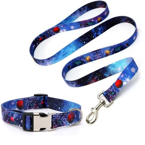 Strapazierfähiges Hundehalsband und Leine, Set mit Metallschnalle, geometrische Tribal-Muster, weiches Trainingshalsband im ethnischen Stil, verstellbar, für kleine, mittelgroße und große Hunde von Hotlion