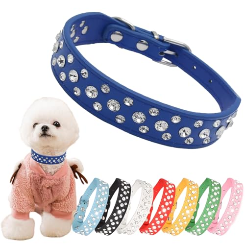 Strass-Hundehalsband, verstellbar, langlebig, PU-Leder, Kristall, Haustierhalsband, Diamant-Bling-Katzenhalsband, für kleine, mittelgroße und große Hunde, Blau M Strass-Hundehalsband, verstellbar, langlebig, PU-Leder, Kristall, Haustierhalsband, Diamant-Bling-Katzenhalsband, für kleine, mittelgroße und große Hunde, Blau M von Hotlion