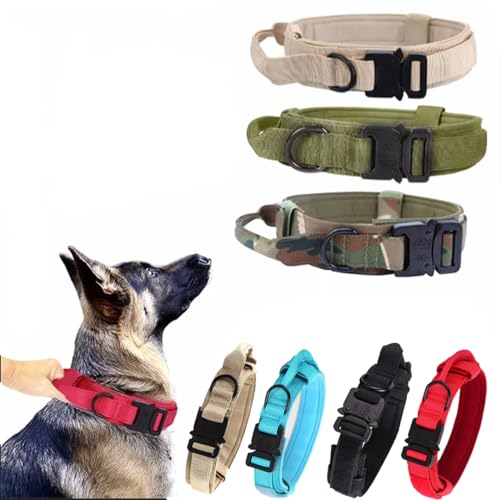 Taktisches Nylon-Hundehalsband, verstellbar, Militär-Trainings-Hundehalsband, geeignet für mittelgroße und große Hunde (Rot, 1, L) von Hotlion