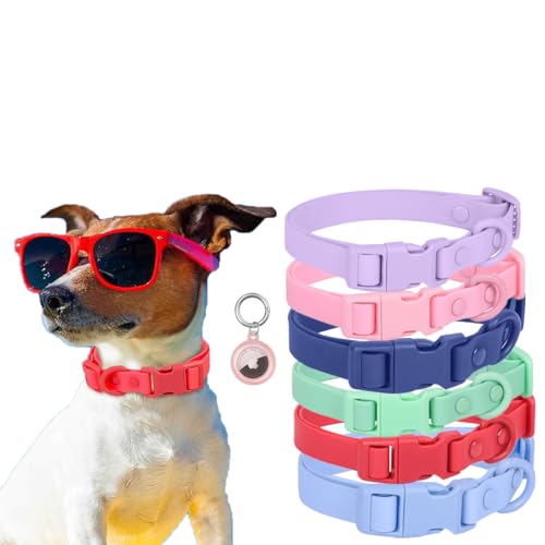 Wasserdichtes Hundehalsband, verstellbares, geruchshemmendes Hundehalsband, leicht zu reinigen, weich, bequem, Haustierhalsbänder für große, mittelgroße und kleine Hunde (blaues Set, L) von Hotlion