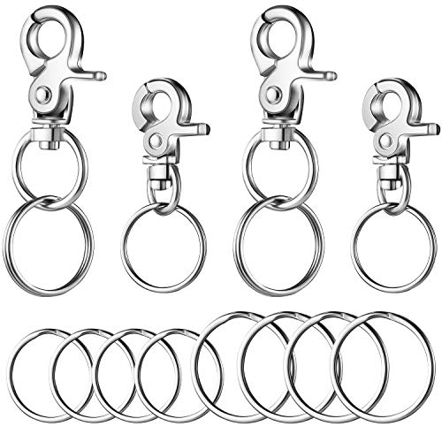 Hotop 4 Stück Erkennungsmarken-Clips, Haustier-ID-Marken-Clips mit 12 Stück austauschbaren 304 Edelstahl-Ringen für Haustier-Halsbänder und Geschirre in 2 Größen von Hotop