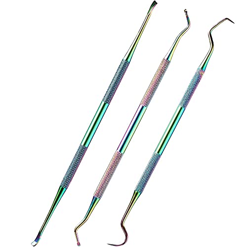 Zahnkratzer und Schaber für Hunde, Edelstahl, doppelköpfig, Zahnreiniger, für Hunde und Katzen, Regenbogenfarben, 3 Stück von Hotop