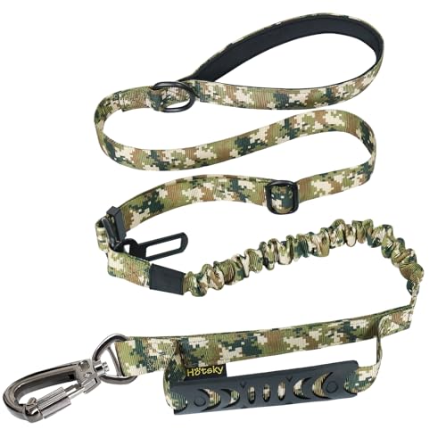 Hotsky Taktische Hundeleine, strapazierfähig für mittelgroße und große Hunde, 1,2 - 1,8 m, starkes Bungee-Gewebe, stoßdämpfende Hundeleine, gepolsterter Doppelgriff, Militär-Hundeleine mit von Hotsky