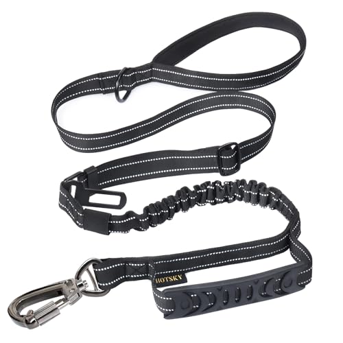 MegiaExist Hundeleine für große Hunde, robuste taktische Hundeleine mit Kontrollgriff, Auto-Sicherheitsgurt, stark reflektierende Fäden, 1,2 m, 1,8 m, einziehbare Bungee-Hundeleine für Training, von Hotsky