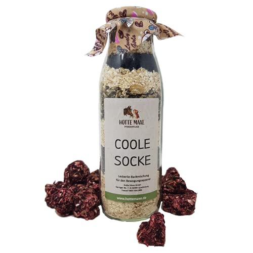 Hotte Maxe Backmischung Coole Socke für Pferde - Leckerlies für innere Ruhe und Ausgeglichenheit, 500ml Flasche von Hotte Maxe