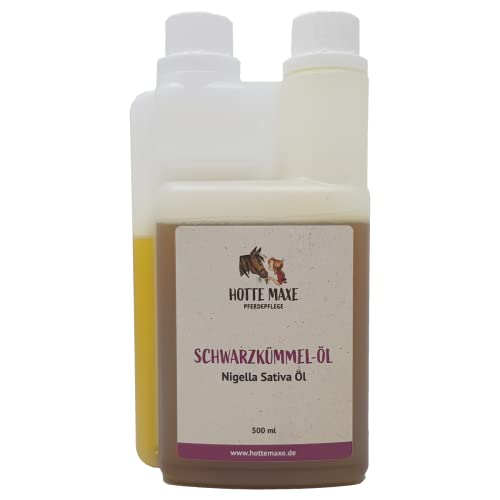 Hotte Maxe Schwarzkümmel-Öl ägyptisch in Dosierflasche für Pferde - 100% kaltgepresstes, ägyptisches Schwarzkümmelöl, 1l von Hotte Maxe