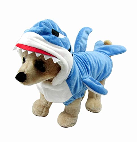 HOTUMN Haustier Kostüm Hund Hai Kostüm Niedliche Haustier Kleidung Hund Outfit für Winter Halloween Urlaub Mantel Hoodie für Katzen und Hunde (M) von Hotumn