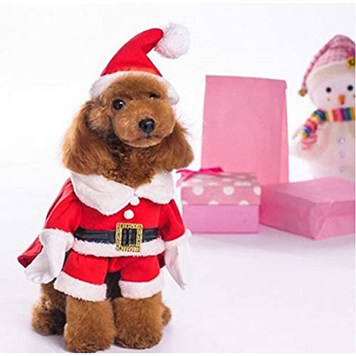 HOTUMN Hund Santa Kostüm Weihnachten Spaziergang Hund Kostüm mit Hut Hund Kleidung Winter Lustiges Outfit Xmas Geschenk für kleine mittelgroße Hunde Katzen (Large) von Hotumn