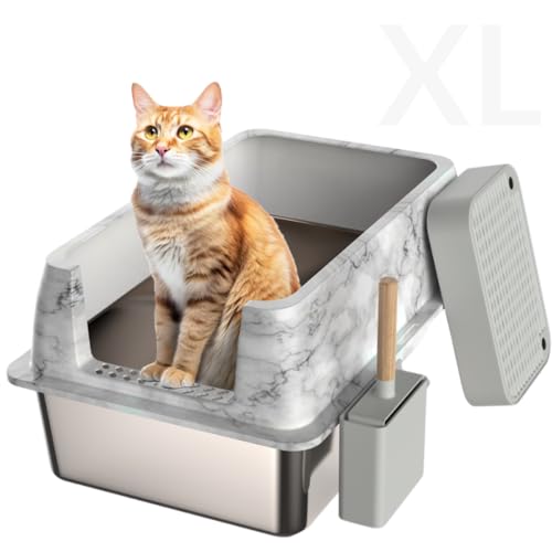 Marble Design 39.9 cm XL Edelstahl Katzentoilette Gehege XL Edelstahl Hohe Seiten mit Deckel Extra Große Metall Katzentoilette Anti-Leckage Nicht klebrig Einfache Reinigung Inklusive Schaufel Marble Design 39.9 cm XL Edelstahl Katzentoilette Gehege XL Edelstahl Hohe Seiten mit Deckel Extra Große Metall Katzentoilette Anti-Leckage Nicht klebrig Einfache Reinigung Inklusive Schaufel von House of Ralston