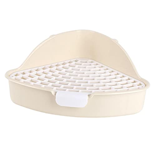 Dreieckige mittelgroße Kaninchentoilette, Ecktoilette, Haustierpfanne mit Gitter, Töpfchen für Kaninchen, Kaninchen, Chinchillas, Frettchen, Käfig, Weiß von HouseVibe