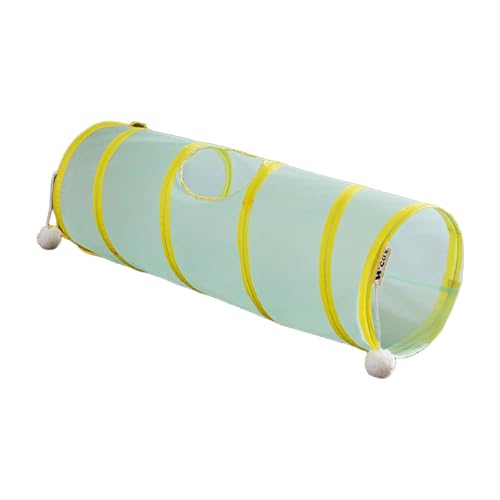 Faltbarer Haustiertunnel für Katzen und Kaninchen, Indoor-Aktivitätsversteck mit hängenden Spielzeugbällen, gerade, Gelb Faltbarer Haustiertunnel für Katzen und Kaninchen, Indoor-Aktivitätsversteck mit hängenden Spielzeugbällen, gerade, Gelb von HouseVibe