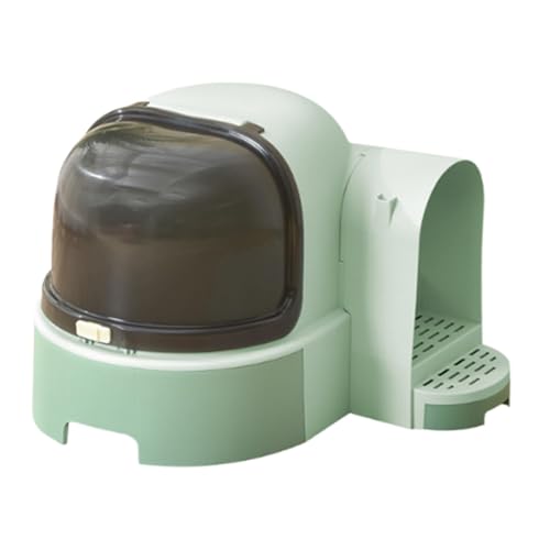 Große Katzentoilette mit Kapuze und ausziehbarer Schublade, Spritzschutz, geschlossenes Design für Hauskatzen, 60 x 52 x 42 cm, Grün von HouseVibe