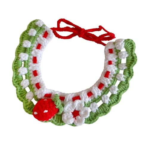 Handgefertigtes Strick-Katzenhalsband, verstellbares dekoratives Lätzchen für Halloween, Geburtstagsparty, Foto-Requisiten, Erdbeere Handgefertigtes Strick-Katzenhalsband, verstellbares dekoratives Lätzchen für Halloween, Geburtstagsparty, Foto-Requisiten, Erdbeere von HouseVibe