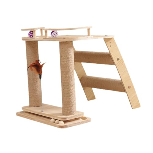 HouseVibe Katzenkratzbaum mit Treppe und Trackingball für Indoor-Katzen und Kätzchen, Sisalkrallenschleifkratzer, Spielzeug, 54 x 43 x 46 cm von HouseVibe