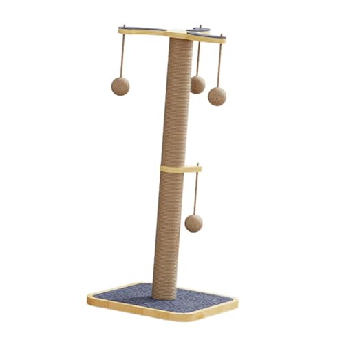 HouseVibe Kratzbaum mit hängenden Kugeln, robuster Sisal-Kratzbaum, stabile Basis für kleinere Katzen, 33 x 33 x 75 cm von HouseVibe