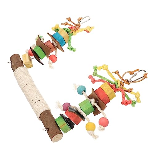 Interaktive Sittichschaukel, Vogelsitzstange, Ständer, zum Aufhängen, Spielplatz für Papageien, mehrfarbiges Holz und Seilstange Interaktive Sittichschaukel, Vogelsitzstange, Ständer, zum Aufhängen, Spielplatz für Papageien, mehrfarbiges Holz und Seilstange von HouseVibe