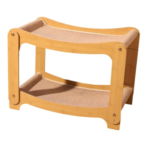 Katzenbett mit doppelter Sisaloberfläche und Holzrahmen zum Ausruhen und Krallenpflege im Innenbereich, mehrstufiges Katzenkratz-Loungebett zum Kratzen und Nickerchen, Größe L Katzenbett mit doppelter Sisaloberfläche und Holzrahmen zum Ausruhen und Krallenpflege im Innenbereich, mehrstufiges Katzenkratz-Loungebett zum Kratzen und Nickerchen, Größe L von HouseVibe