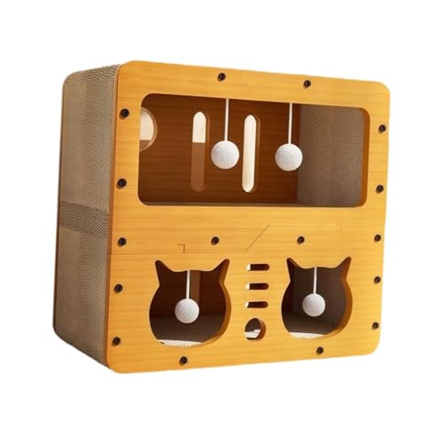 Katzenkratzhaus, Lounge-Bett mit Spielball, Kätzchen, Kratzbrett für kleine, mittelgroße und große Katzen, 45 x 28 x 51 cm Katzenkratzhaus, Lounge-Bett mit Spielball, Kätzchen, Kratzbrett für kleine, mittelgroße und große Katzen, 45 x 28 x 51 cm von HouseVibe