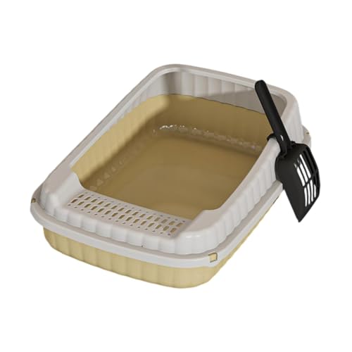 Katzentoilette mit hohen Seiten, mit Schaufel, für Innenkatzen, Kätzchen, Kaninchen, Kleintiere, 48 x 32 x 14 cm, Hellgelb Katzentoilette mit hohen Seiten, mit Schaufel, für Innenkatzen, Kätzchen, Kaninchen, Kleintiere, 48 x 32 x 14 cm, Hellgelb von HouseVibe