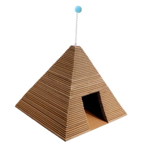 Kratzbaum für Katzen, Pyramide mit Kugelspielzeug, ägyptischer Stil, Papp-Möbelschutz, 48 x 48 x 40 cm, einfache Montage, Kratzbaum für Katzen Kratzbaum für Katzen, Pyramide mit Kugelspielzeug, ägyptischer Stil, Papp-Möbelschutz, 48 x 48 x 40 cm, einfache Montage, Kratzbaum für Katzen von HouseVibe
