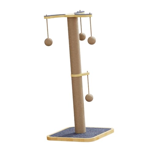 Kratzbaum mit hängendem Ball, 33 x 33 x 75 cm, Sisalseil-Kratzbaum für Kätzchen, stabiler Holzsockel, Möbelschutz von HouseVibe