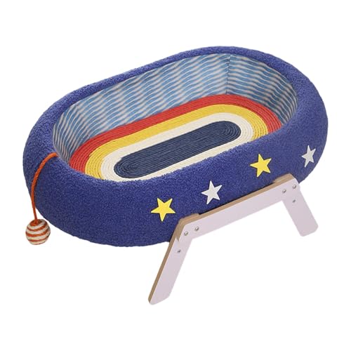 Kratzbrett für Katzen, mit Ständer und Ball, Spielzeug, Haustier-Kratzmatte, Schüssel, Katzenbett, Kratzmöbel, 60 x 43 x 23 cm von HouseVibe