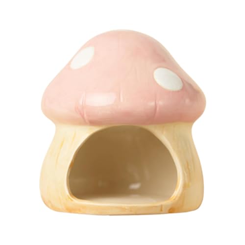 Pilzförmiges Hamsterversteck aus Keramik für Kleintiere, Rennmäuse, Mäuse, goldener Bär, Sommerhabitat, groß von HouseVibe