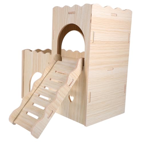 Housoutil Elegantes Doppelstöckiges Rattenversteck Hölzernes Hamsterhaus Brückentunnel-Design Housoutil Elegantes Doppelstöckiges Rattenversteck Hölzernes Hamsterhaus Brückentunnel-Design von Housoutil