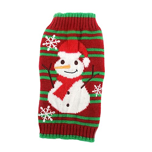 Housoutil Weihnachtspullover für Hunde Schneemann Streifenmuster Welpen-Outfit Warme Haustierkleidung für Das Neue Jahr Größe XXS Hundebekleidung Zubehör von Housoutil