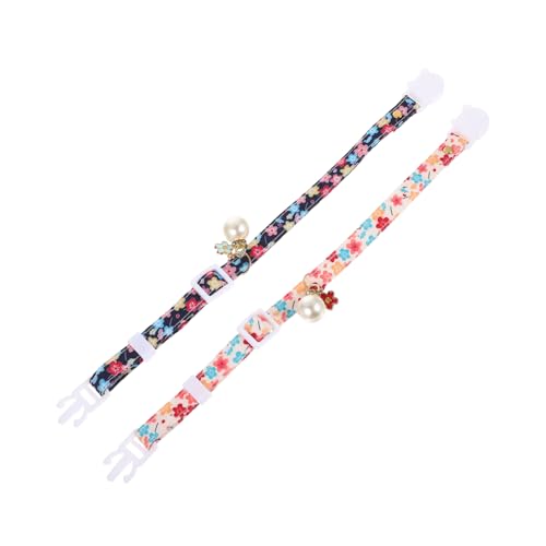 Housoutil 10 STK Blumenhalsband für Haustiere Blumendekor Katzenhalsband mit Blumenmuster Katzenhalsband mit Druckdesign modischer Kätzchenkragen Hündchen schmücken Kleidung Polyester von Housoutil