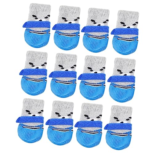 Housoutil 12stücke wasserdichte Hundesocken Für Haustiere rutschfeste Baumwollsocken Mit Cartoon-Motiven Blau Für Pfotenpflege Bei Kälte Und Nässe von Housoutil
