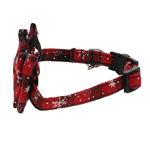 Housoutil 1stk Halsband Kleine Hunde-Outfits Verstellbare Welpenhalsbänder Für Wurf Weihnachtskatze Halskragen Kätzchen Zubehör Haustier Rot Geschenk Baumwolle Polyester von Housoutil