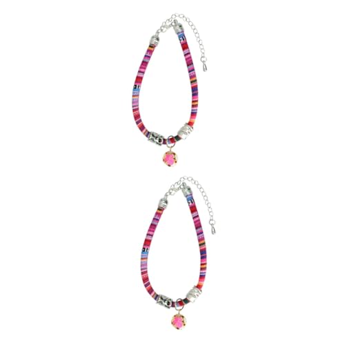 Housoutil 2 Stück Verstellbares Katzenhalsband Glocke Haustier-Halskette Bequemes Stoffhalsband Für Kätzchen von Housoutil